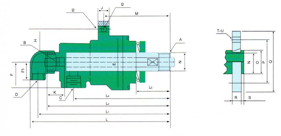 QRS-XF型旋轉接頭規格尺寸示意圖