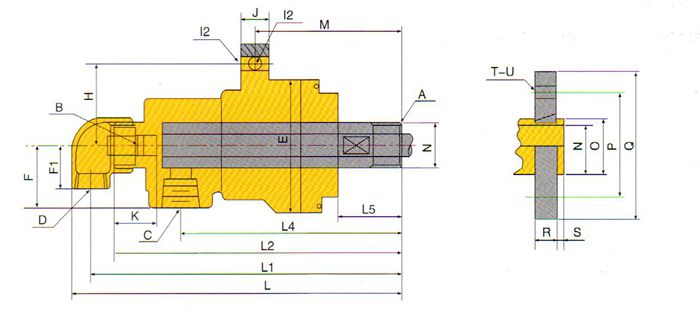 QRS-G型旋轉接頭尺寸示意圖